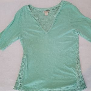 Lucky Brand mint green lace back knit shirt